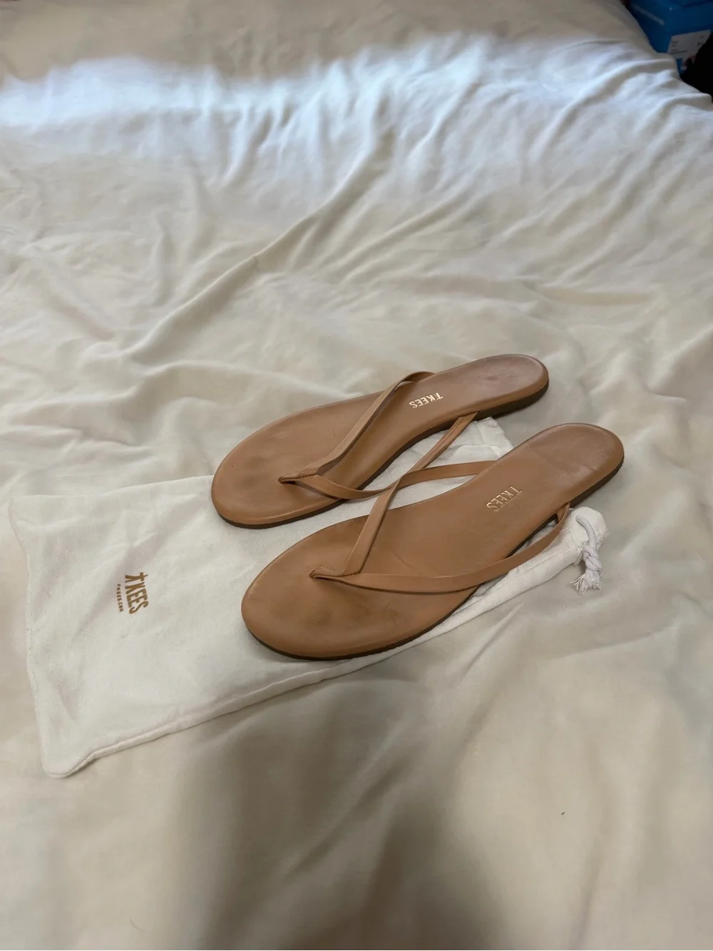 Tkees Lily Tan Leather Flip Flop Sandals - Women's 38/8